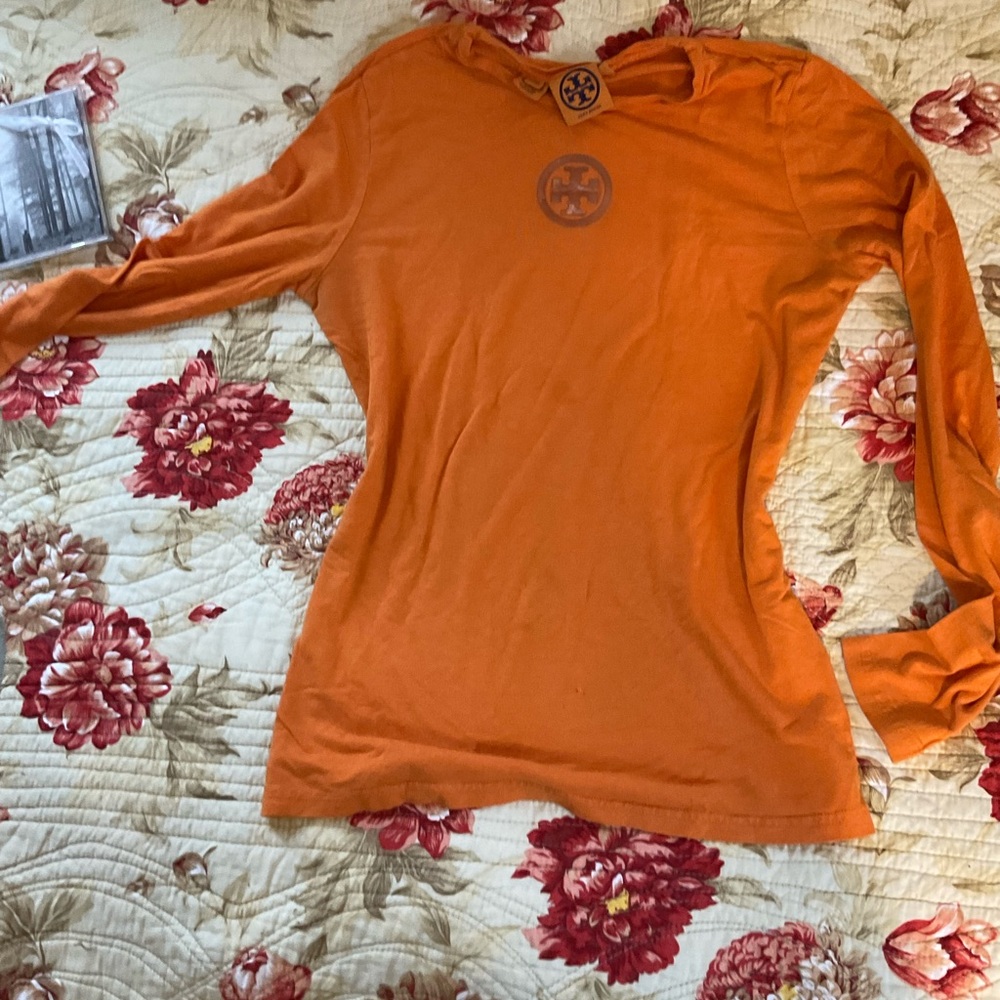 authentic y2k orange tory burch long sleeve